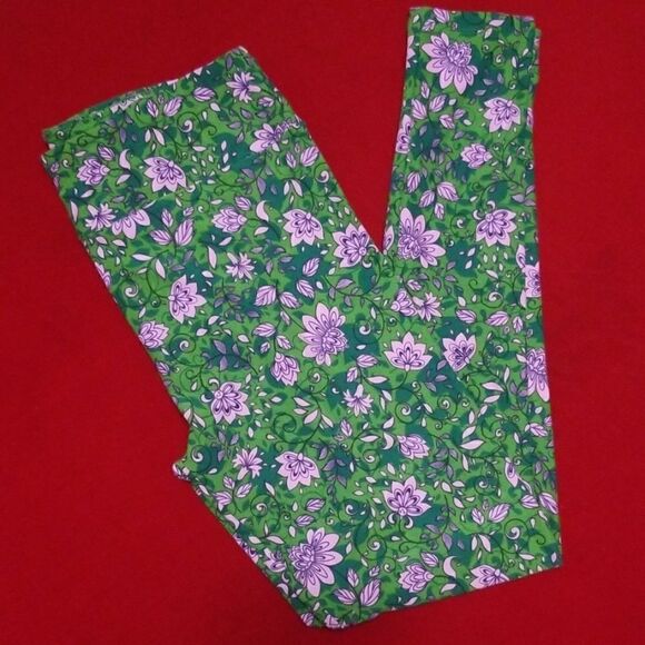 Lula Roe Floral Leggings,  Tall and Curvy - Picture 1 of 4